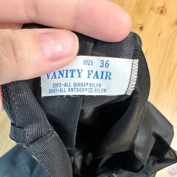 VINTAGE Vanity Fair Black Lace Trim Nylon Slip Mini Dress Romantic Womens 36 Med - Picture 12 of 15